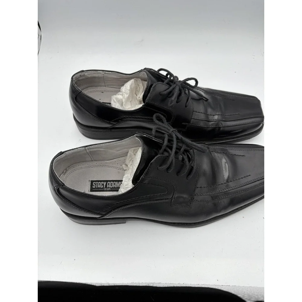 Stacy Adams Shoes‎ Mens Size 10 Black Leather Square Toe Derby Dress Lined